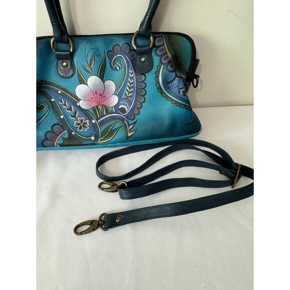 ANNA BY ANUSHKA LEATHER HANDPAINTED MULTI COMPARTMENT SACHEL 8038 - Picture 10 of 11